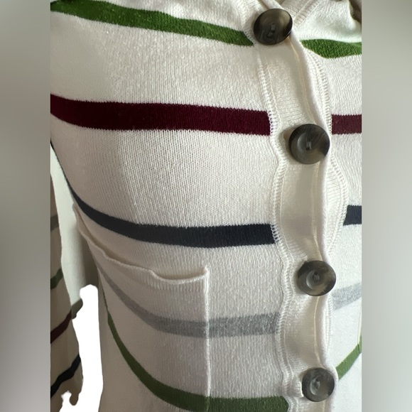 AEROPOSTALE | BUTTON DOWN V NECK STRIPED POCKETED LONG SLEEVE SWEATER MED - Picture 7 of 7